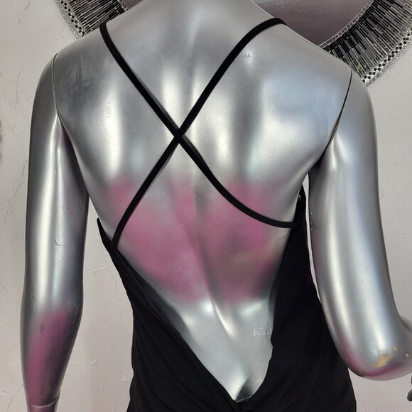 NWT~$298~FAVIANA~SZ 10~BLACK STRETCH JERSEY RUCHED PROM EVENING GOWN DRESS - Picture 10 of 16